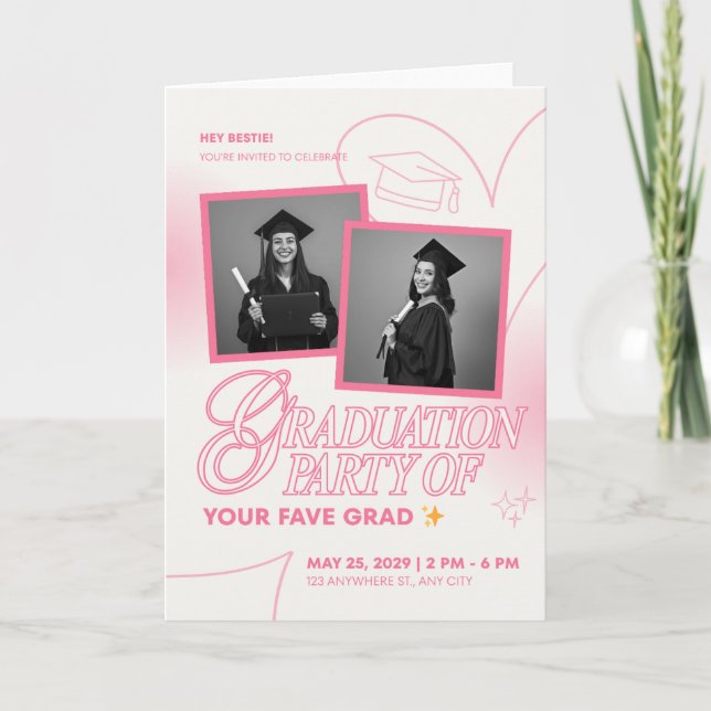 Convite de Festa de Graduação com Estética Rosa Su (Frente)