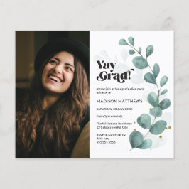 Convite de festa de graduação com foto de eucalipt