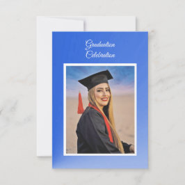 Convite de festa de graduação com gradiente azul m
