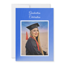 Convite de festa de graduação com gradiente azul m