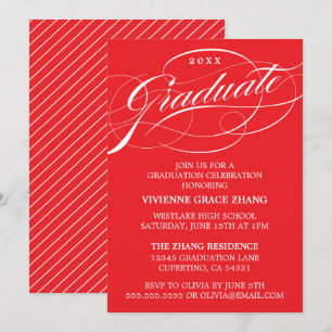 CONVITE DE FESTA DE GRADUAÇÃO COM LETRA ELEGANTE E