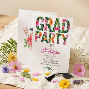 Convite de Festa de Graduação com Tipografia em Aq