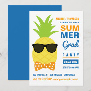 Convite de Festa de Graduação de Verão de Abacaxi