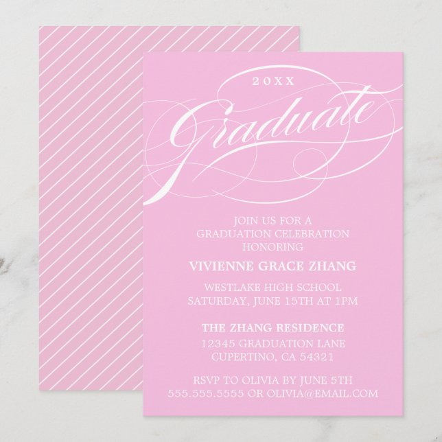 CONVITE DE FESTA DE GRADUAÇÃO ELEGANTE COM LETRA S (Frente/Verso)