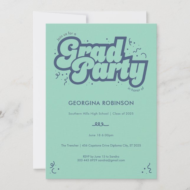 Convite de Festa de Graduação Tipo Bolha - Verde (Frente)