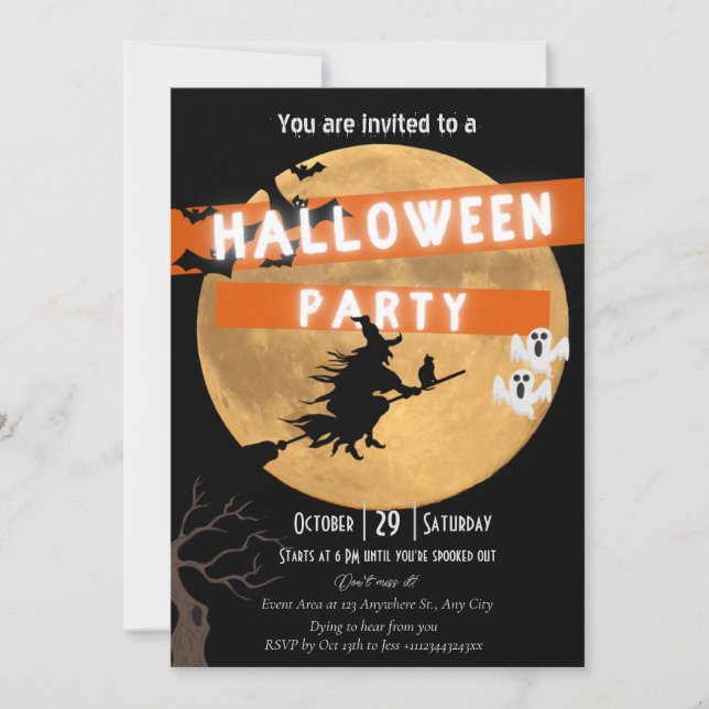 convite de festa de Halloween (Frente)
