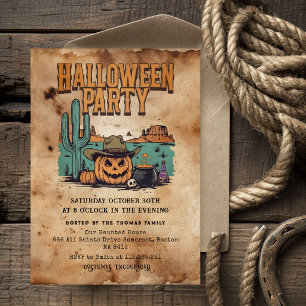 Convite de Festa de Halloween   Abóbora Western Vi