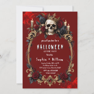 Convite de festa de Halloween adulto Caveira Ouro