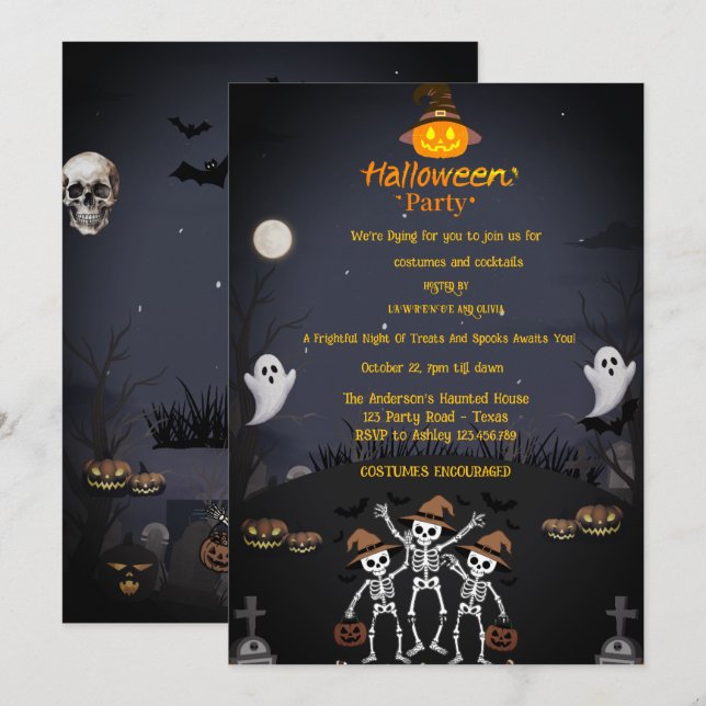 Convite de Festa de Halloween Assustador (Frente/Verso)