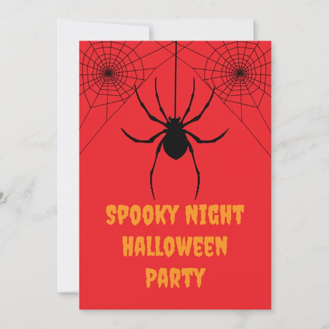 Convite de Festa de Halloween Assustador Aranha Ve (Frente)