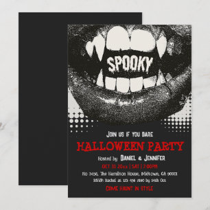 Convite de festa de Halloween assustador com presa
