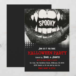Convite de festa de Halloween assustador com presa