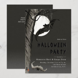 Convite de festa de Halloween assustador de crânio