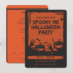 Convite de Festa de Halloween Assustador Laranja e