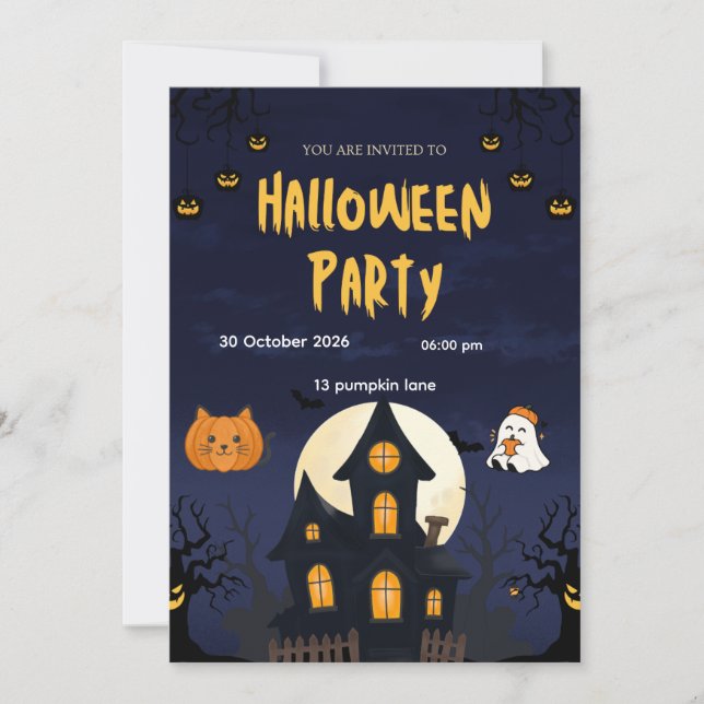 Convite de Festa de Halloween Assustador – Modelo  (Frente)