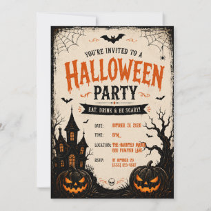 Convite de Festa de Halloween Casa Assombrada Assu