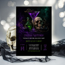 Convite de festa de Halloween Cheers Bruxas Roxo M
