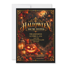 Convite de festa de Halloween com abóbora elegante