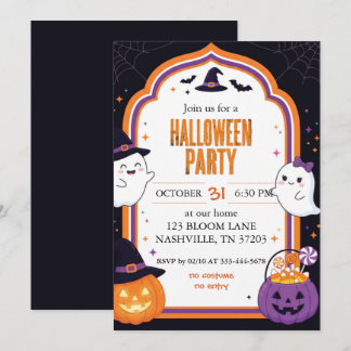 Convite de Festa de Halloween com Abóbora Fantasma