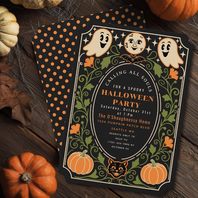 Convite de festa de Halloween com abóbora fantasma (Criador carregado)