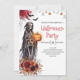 Convite de Festa de Halloween com Caveira de Dama 