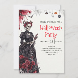 Convite de Festa de Halloween com Caveira de Dama