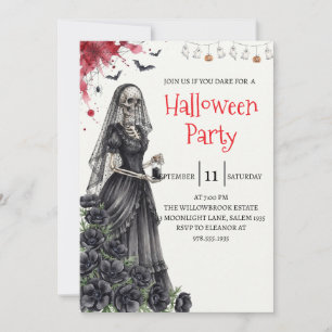 Convite de Festa de Halloween com Caveira de Senho