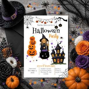 convite de festa de Halloween com caveiras