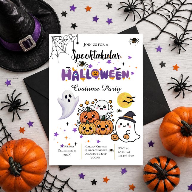 convite de festa de Halloween com caveiras e fanta (Criador carregado)
