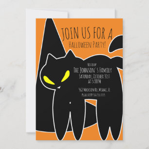 Convite de festa de Halloween com chapéu de bruxa