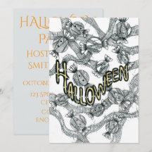 Convite de Festa de Halloween com Doces e Fitas
