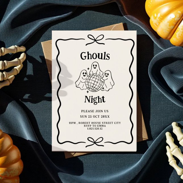 Convite de festa de Halloween com doodle para a No (Criador carregado)