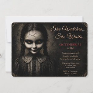 Convite de festa de Halloween com fantasia de bone