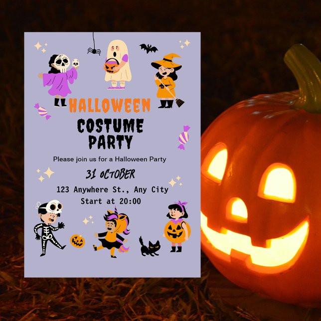 Convite de Festa de Halloween com Fantasia Fofa (Criador carregado)