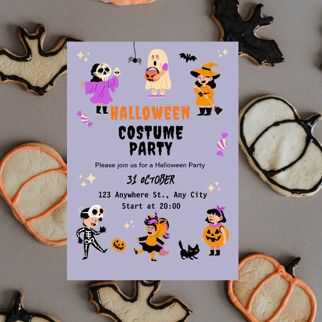 Convite de Festa de Halloween com Fantasia Fofa (Criador carregado)