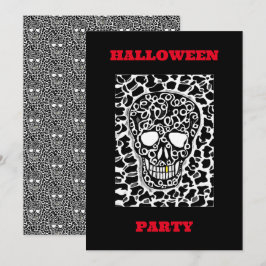 Convite de Festa de Halloween com Imagem de Caveir