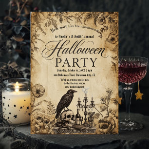 Convite de Festa de Halloween Corvo Gótico Vinta