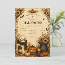 Convite de festa de Halloween Cottagecore Fofo