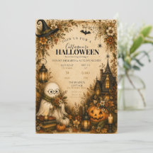 Convite de Festa de Halloween Cottagecore Fofo