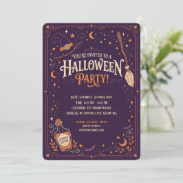Convite de Festa de Halloween da Bruxa Elegante