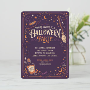 Convite de Festa de Halloween da Bruxa Elegante