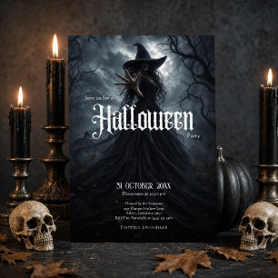 Convite de Festa de Halloween da Bruxa Gótica