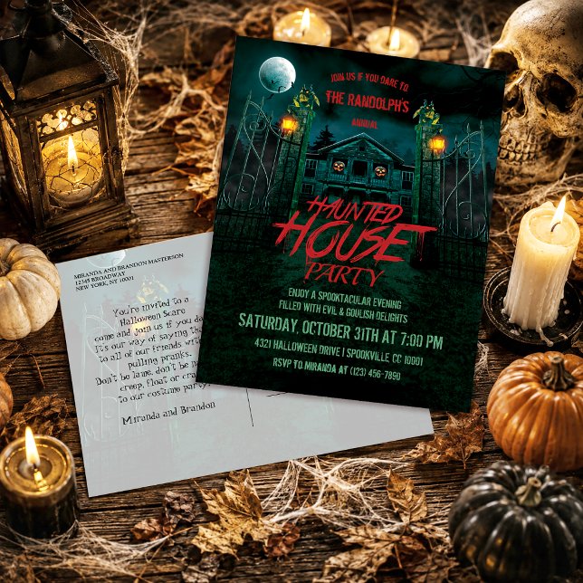 Convite de Festa de Halloween da Casa Assombrada A (Criador carregado)