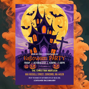 Convite de festa de Halloween da Casa Assombrada R