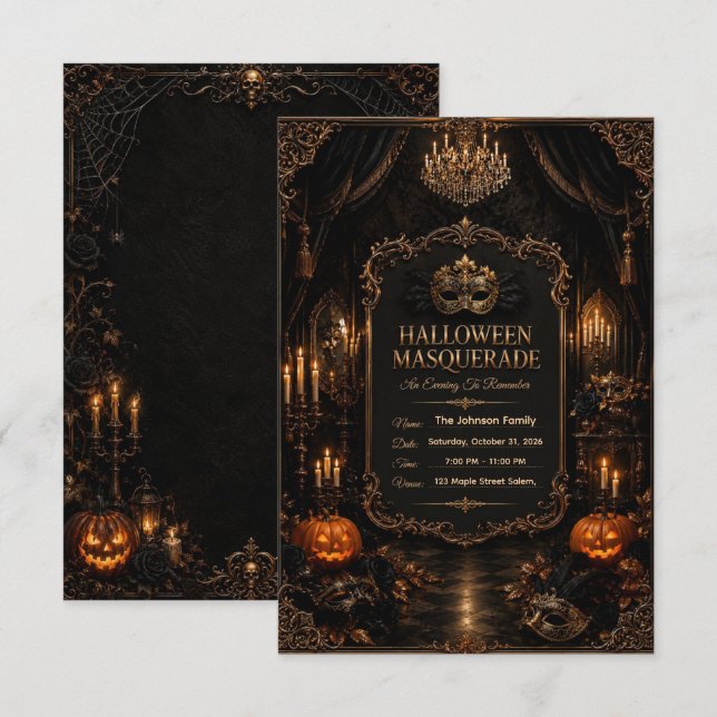 Convite de Festa de Halloween da Mansão Assombrada (Frente/Verso)