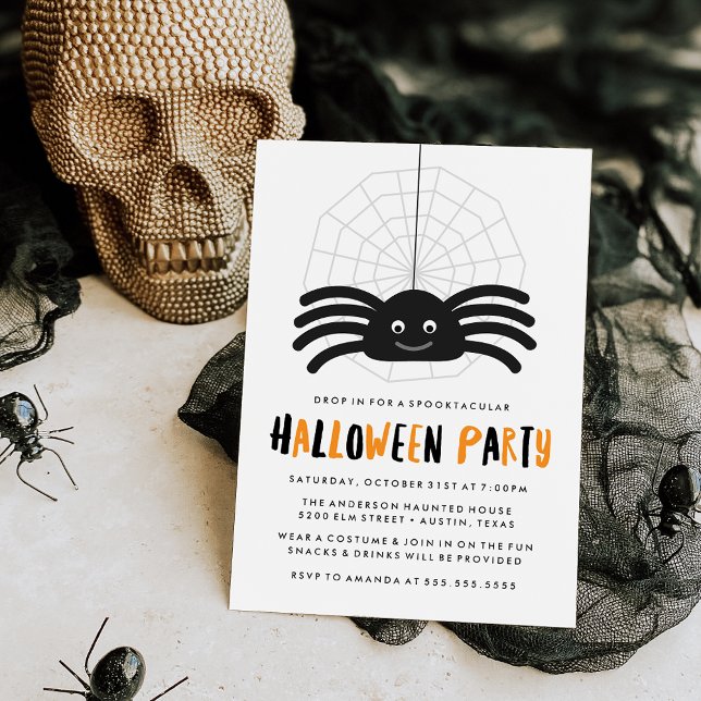 Convite de Festa de Halloween de Aranha Fofa (Criador carregado)