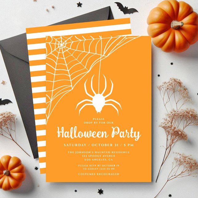 Convite de Festa de Halloween de Aranha Fofa (Cute Spider Halloween Party Invitation)