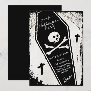 Convite de Festa de Halloween de Caixão Desenhado