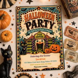 Convite de festa de Halloween de carnaval vintage