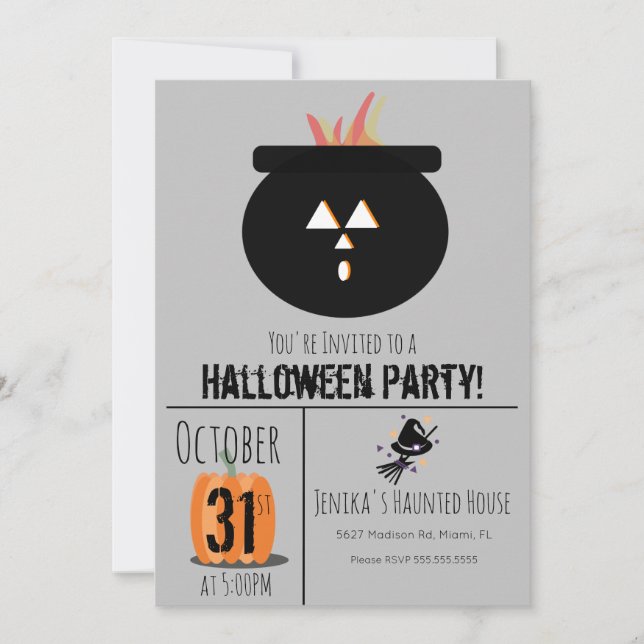 Convite de festa de Halloween de chapéu de bruxa v (Frente)